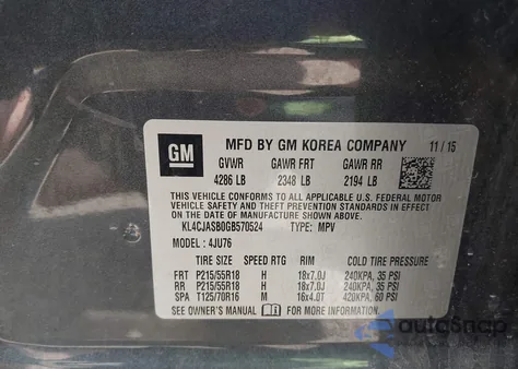 2016 Buick Encore z USA, uszkodzony, nr VIN KL4CJASB0GB570524